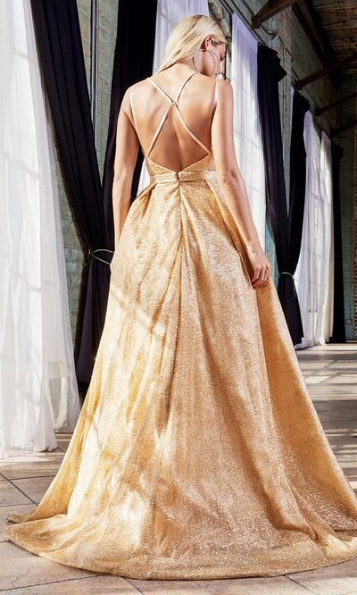 Cinderella Divine CB051 long gold metallic beaded dress with straps. Perfect gold evening dress for prom, quinceanera dress, indowestern gown, prom, engagement/wedding reception, debut, sweet 16. Sweet 15.Plus sizes available-b.jpg