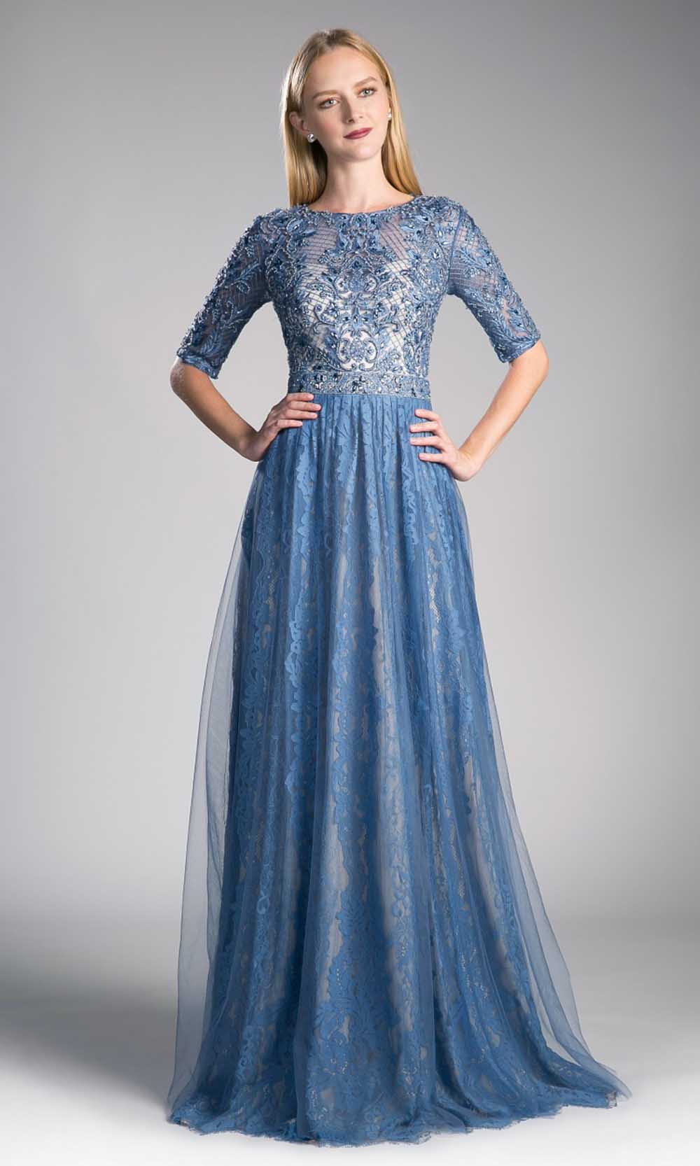 Cinderella Divine - CR813 Embroidered A-Line Dress In Blue